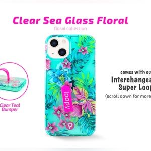 iPhone 12 Loopy case - Clear Sea Glass Floral